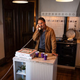 Deputy Dewey Riley (David Arquette) answers the infamous phone in the weathered Scream house.